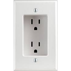 Ethernet, Data & Phone Outlets Leviton 15 Amp 1-Gang Recessed Duplex Power Outlet, White
