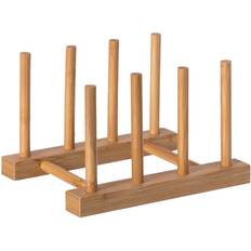 Basicwise Set 2 Bamboo And 3 Grid, Natural 3 Grid Dish Drainer