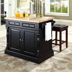 Furniture Crosley Oxford Collection KF300065BK Kitchen Island with Dining Set