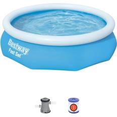 Bestway Inflatable Pools Bestway 10' x 30" Fast Set Inflatable Above Ground Swimming Pool w/ Filter Pump 22 Blue 22