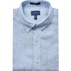 Gant Herren Regular Fit Kurzarm-Leinenhemd mit Streifen Blau