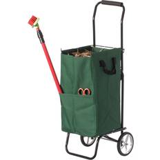 Garden Bags Gardenised Steel Leaf Patio Storage Cart on Wheels, Green