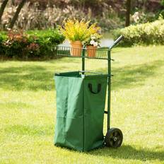 GlitzHome 40.5"H Garden Cart With Leaf Trash