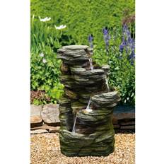 Hi-Line Gift Multilevel Stone Fountain With 3 Cool White