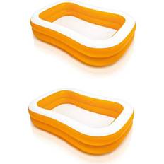 Outdoor Toys Intex 90in x 58in x 18in Outdoor Inflatable Family Swim Orange 2 Pack 9 Orange