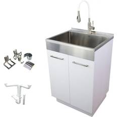 Transolid 24 34.6 Stainless Steel Laundry/Utility Sink Wood Cabinet with
