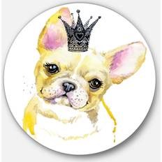 Design Art French Bulldog with Black Crown Framed Art 23x23"