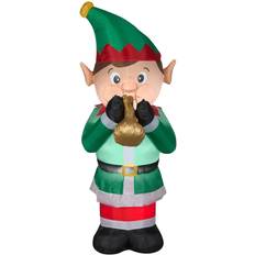 Gemmy SS118906G Animated Elf Playing Trumpet Airblown Figurine