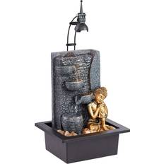 John Timberland Kneeling Buddha Asian Zen Tabletop Water Fountain 17" High Figurine