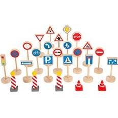 Holzspielzeug Zubehör für Spielfahrzeuge Small Foot Verkehrsschilder-Set aus Holz, Zubehör für Holzfahrzeuge und Eisenbahnen, für Kinder ab 3 Jahren, 11736 Toys