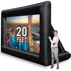 Portable (Stand) Projector Screens 20 Feet Blow Up Projector Screen Outdoor Movie Home Theater Screen Includes Inflation Fan Tie-Downs and Storage Bag
