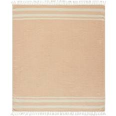 LR Home Bay Striped Cotton Blankets White, Orange