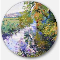 Design Art In Amazing Colors' Disc Landscape Painting Circle Metal Wall Decor
