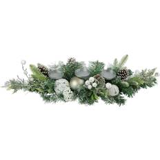 Northlight Green Frosted Pine Triple with Christmas Candle Holder