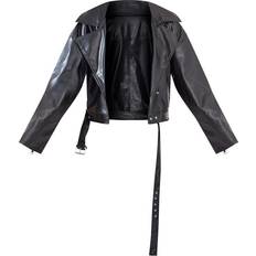 PrettyLittleThing Faux Leather Relaxed Fit Belted Biker Jacket - Black