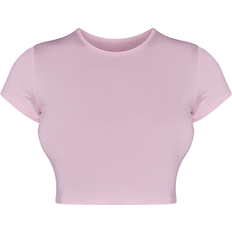 PrettyLittleThing Basic Short Sleeve Crop T-shirt - Baby Pink