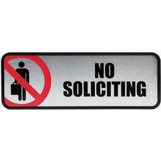 Workplace Signs Cosco Brushed Metal Office Sign No Soliciting