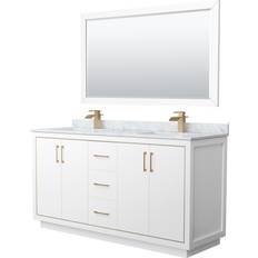 White Bathroom Furnitures Wyndham Collection WCF1111-66D-NAT-M58 Icon 66"