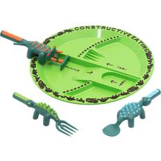 Constructive Eating Dino 4 Piece 9" Dinner Plate Set, Rubber in Black/Green Wayfair Black/Green