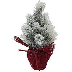Northlight 9" Flocked Mini Pine Burlap Base Unlit Christmas Tree