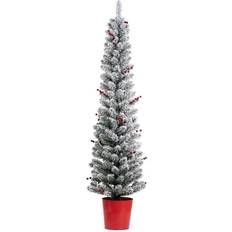 5ft pre lit christmas tree Haute Decor 5Ft Pre-Lit Flocked Berry Artificial with Christmas Tree