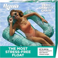 Aqua Zero Gravity Inflatable Green Teal Fern Leaf Swimming Pool Chair Lounge Float