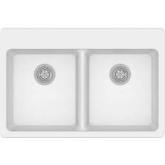 Granite Quartz 9-1/2" Equal Double Bowl Dual Mount Sink