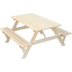 Picnic Tables Gardenised Natural Deck 6-Person