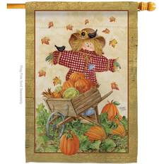 Breeze Decor 13043 Harvest & Autumn Scarecrow 2-Sided Vertical Impression House Flag