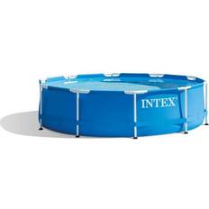 Intex Freestanding Pools Intex 10ft x 30in Round Metal Frame Above Ground Swimming Pool w/Filter Pump 49 Blue