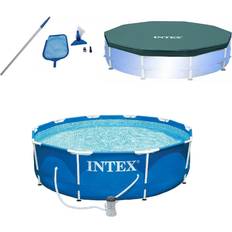 Intex Pool Kit w/ 10 x 2.5-Ft Pool Set w/ Pump w/ 10-Ft Pool Cover Blue