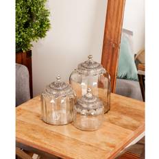 Litton Lane Clear Glass Traditional Decorative Jars (Set of 3)