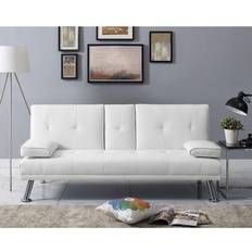 Leathers - Sofa Beds Sofas Naomi Home Futon White Sofa 66" 4 Seater