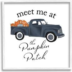 Stupell Industries Meet Me Pumpkin Patch Truck Graphic White Print Framed Art