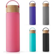 Glass Water Bottles Joyjolt with Carry Strap Silicone Sleeve - 20 Water Bottle