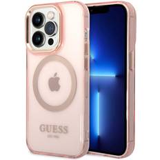 Guess iPhone 14 Pro Max Cover Translucent MagSafe Lyserød