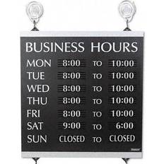Workplace Signs Business Hours Sign, 14x13", Black/Silver, Caution Sign