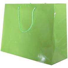 Jam Paper Glossy Gift Bags 13 x 10 x 5 Lime Green 100/Pack Large Horizontal
