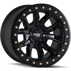 Dirty Life Dt-1 Wheel, 17x9 with 5 on 114.3 Bolt Pattern Matte Black W/Simulated Ring