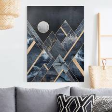 Grau Bilder Abstrakt Hochformat Goldener Mond abstrakte Bild