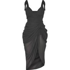 Midi Dresses PrettyLittleThing Underwire Detail Draped Midi Dress - Black