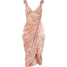 Florals Dresses PrettyLittleThing Underwire Detail Draped Midi Dress - Peach