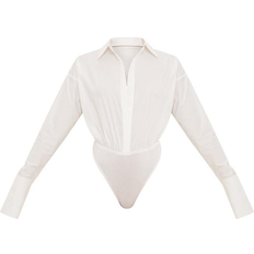 PrettyLittleThing Oversized Shirt Bodysuit - White