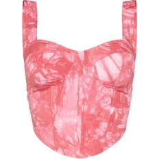 Clothing PrettyLittleThing Shape Woven Corset Crop Top - Pink Tie Dye