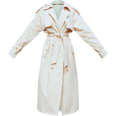 Trenchcoats PrettyLittleThing Panel Detail Belted Trench Coat - Stone