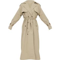 Trenchcoats PrettyLittleThing Panel Detail Belted Trench Coat - Khaki