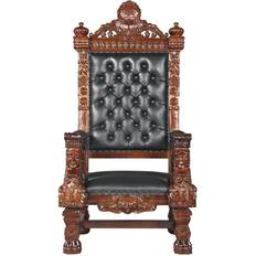 Design Toscano The Fitzjames Hand-Carved Solid Mahogany Throne Lounge Chair