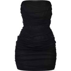 PrettyLittleThing Short Dresses PrettyLittleThing Shape Mesh Corset Detail Ruched Bodycon Dress - Black
