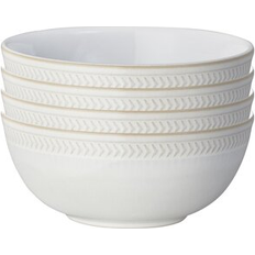White Breakfast Bowls Denby Natural Canvas Set Of 4 Textured Cereal Breakfast Bowl