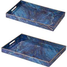 A&B Home Set of Two Modern Chic Blue Serving Tray